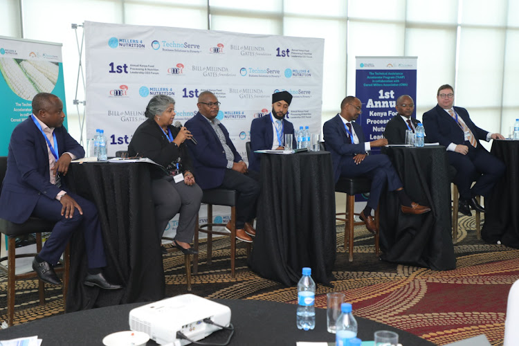 DSM Vice President for West and Central Africa, Prosper Ndayiragije, the BASF Managing Director for East Africa Shollay Ramlaul, SANKU Director Of Manufacturing and Production, Mr. John Kangarua, CMA Chair Kamaldeep Singh, Dr. Isaak Bashir from the Ministry of Health, Dr. Peter Mutua, KEBS and Muhlenchimie Head of Technical Operations, David Nolte. Image: HANDOUT